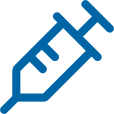 Vector-4 An icon of a blue syringe, depicted at a slight angle, showing a detailed needle and plunger. The syringe is outlined and designed in a minimalist style on a plain background.