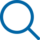 Vector-5 A simple blue magnifying glass icon on a white background.