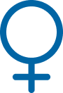 Vector-6 A blue female gender symbol, resembling a circle with a cross extending downward, on a white background.