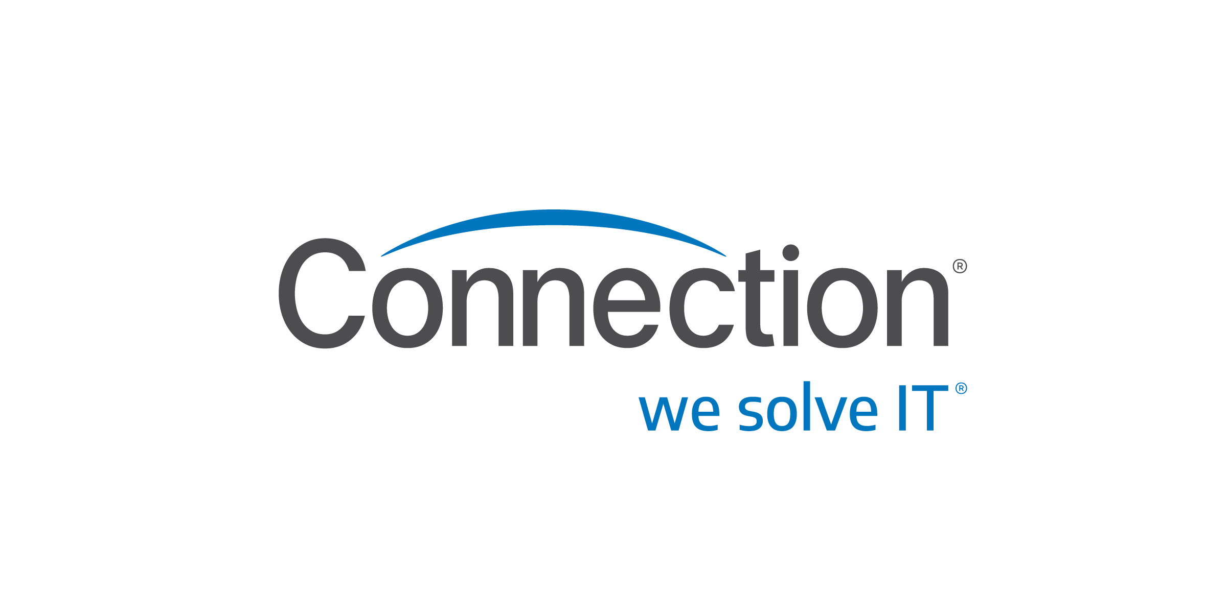 PC connection 2×1 The logo displays the word Connection with a blue arc over the n, and the phrase we solve IT in blue text below—perfect for representing initiatives like the Harbor Care Community Thanksgiving Meal.